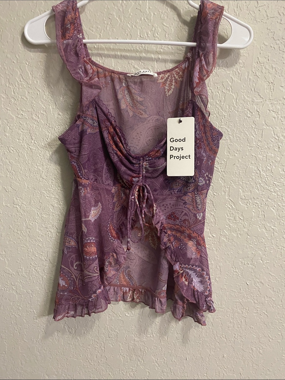 Lavender Paisley Lace-Trim Cami